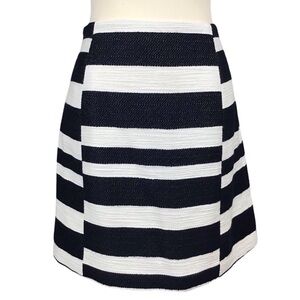 Loft Womens Tweed Skirt Size 6 Woven Knit Knee Length Midi Straight Stripes Twee